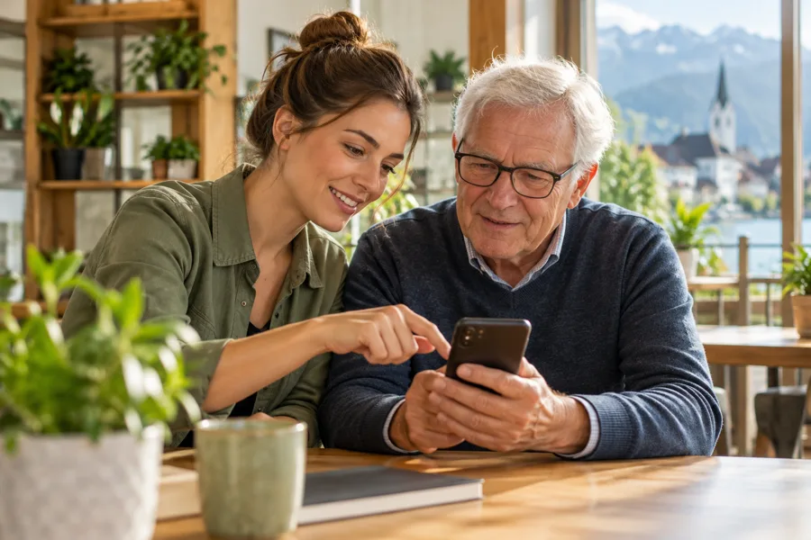 Unterstützung mit einem Mobiltelefon